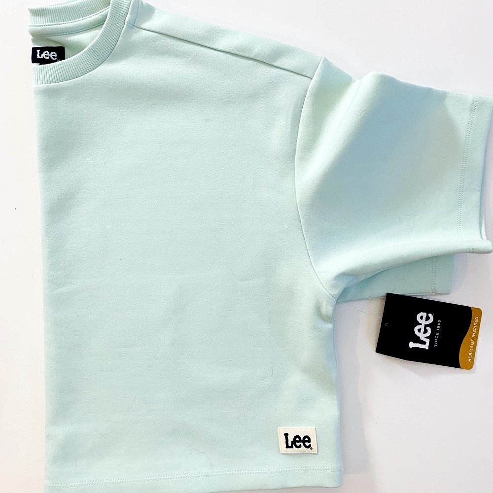 NEW - Lee Jeans Brand - Boxy Cropped Tee - Seaglass - Size XS